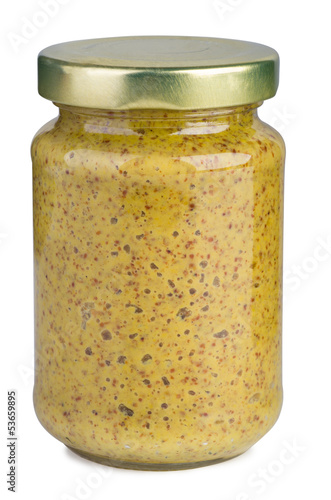 Mustard in a glass jar