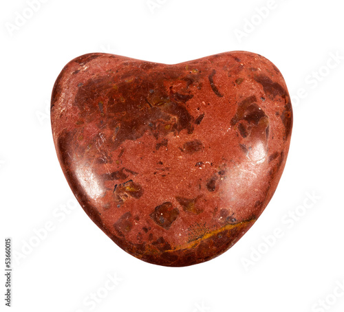 Stone Heart of red granite on white background