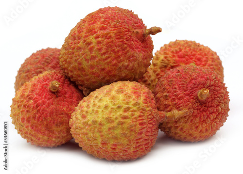 Lychee over white background photo