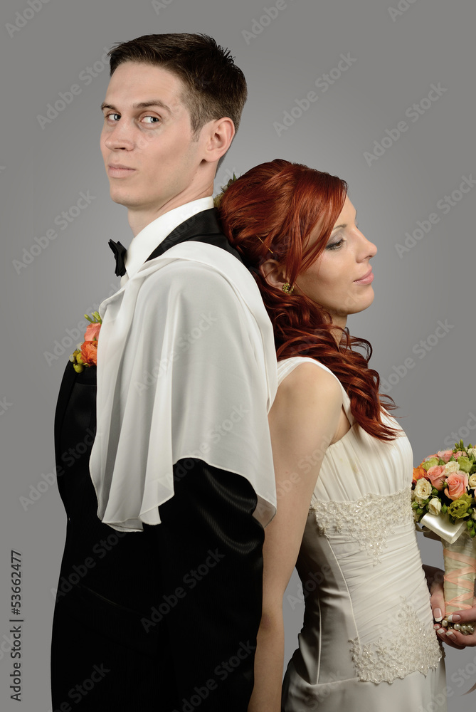Close up of a nice young wedding couple