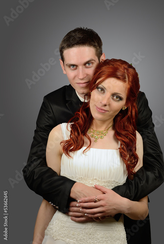 Obraz na płótnie Close up of a nice young wedding couple w salonie