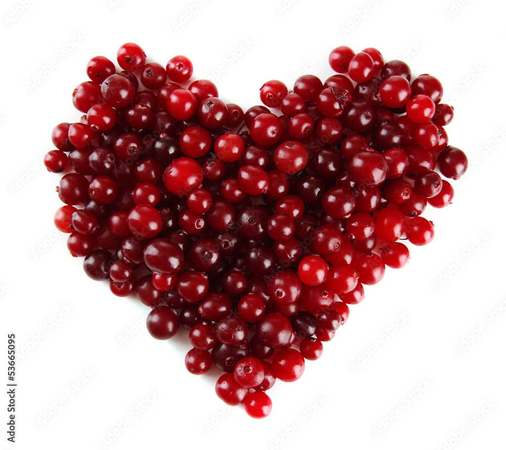 Ripe red cranberries, isolated on white. Ripe red cranberries, isolated on white.