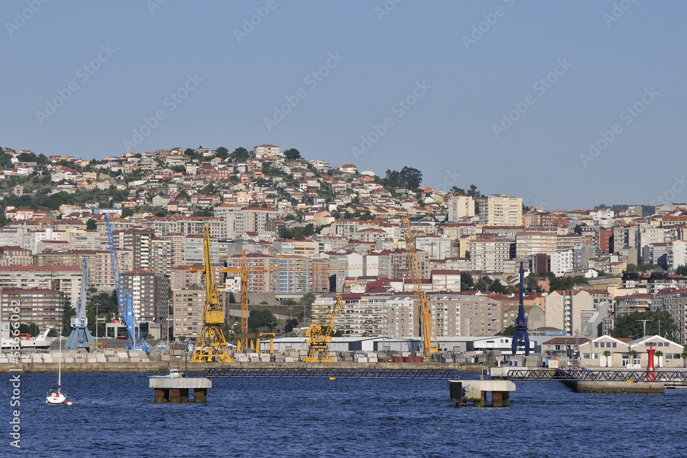 Overview of Vigo, the largest city in Galicia in northwestern Sp