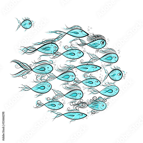 Funny fishes, frame for your design