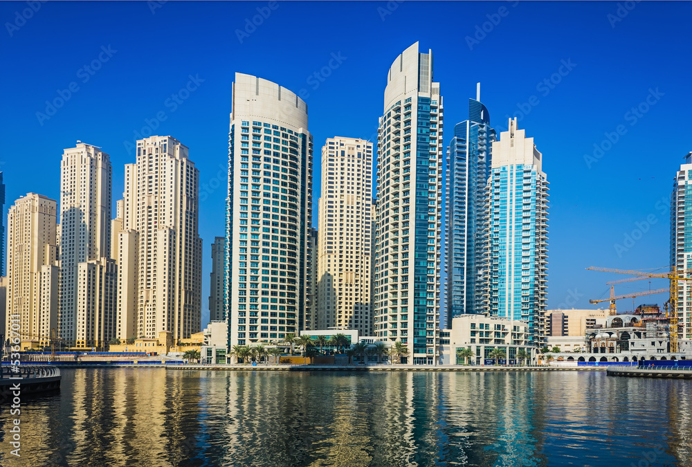 High rise buildings and streets in Dubai, UAE High rise buildings and streets in Dubai, UAE