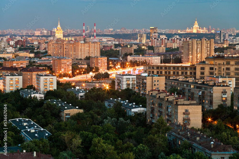 urban residential areas in summer twilight
