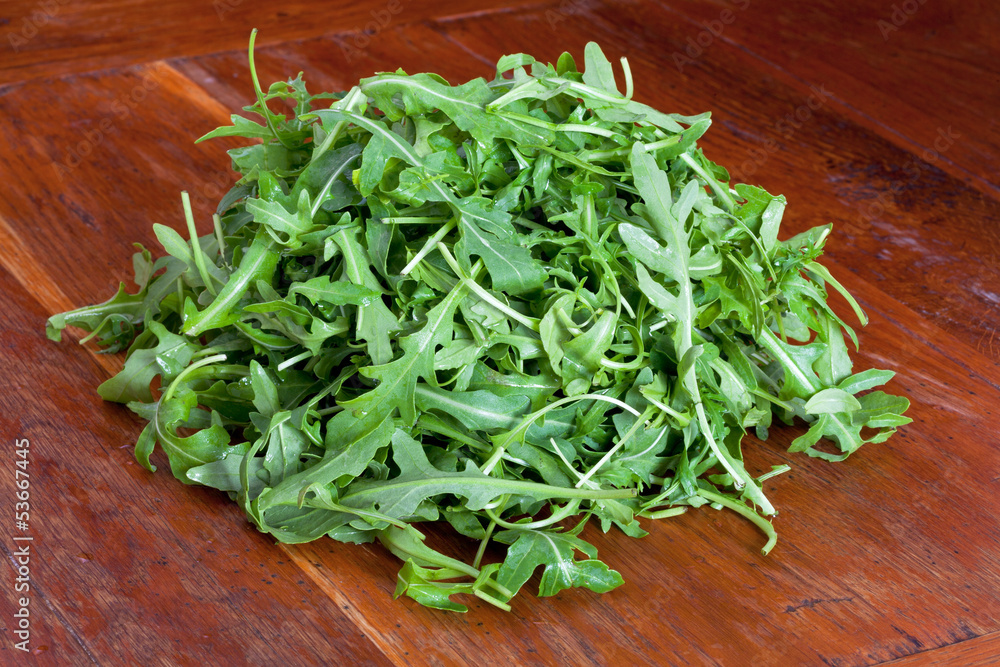 heap of fresh rucola salad