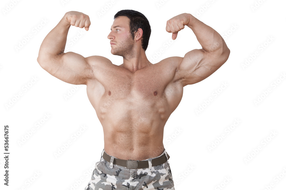Bodybuilder posing isolated. Bodybuilder posing isolated.