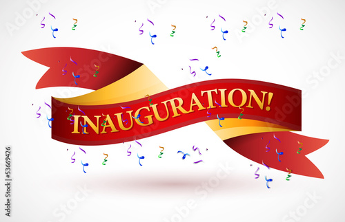 inauguration red waving ribbon banner