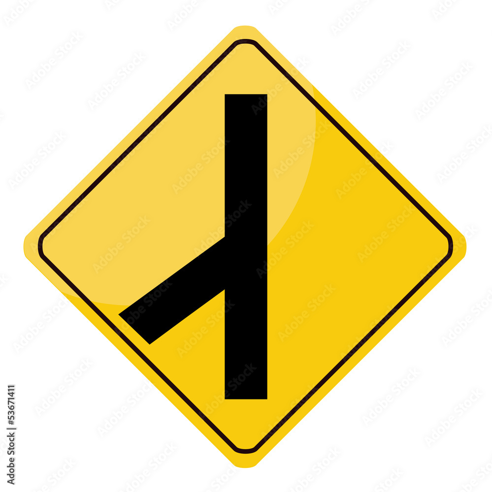 Yellow traffic sign isolated on white background Yellow traffic sign isolated on white background