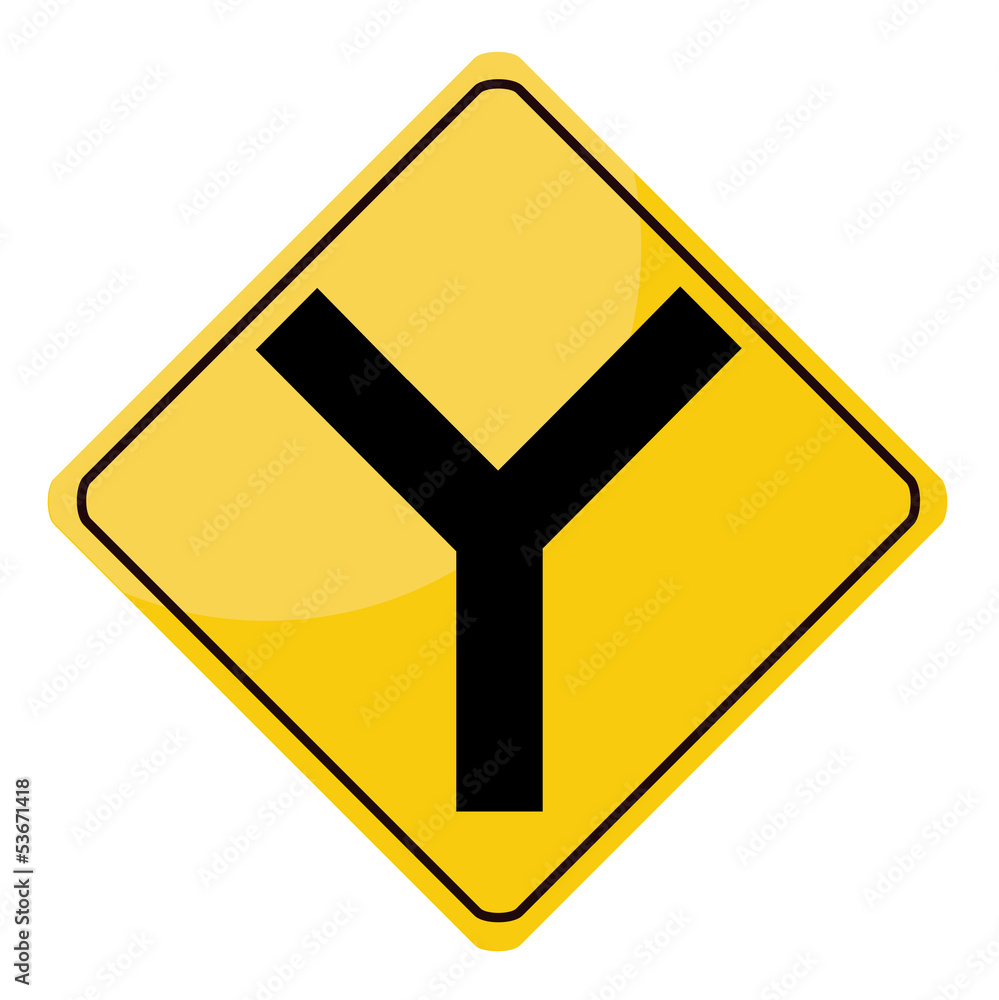 Yellow traffic sign isolated on white background Yellow traffic sign isolated on white background