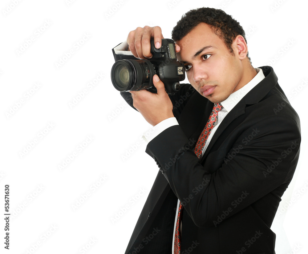 A smiling professional photographer A smiling professional photographer