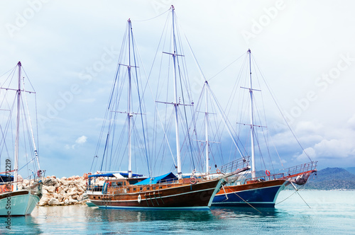 sailing ships in the sea bay