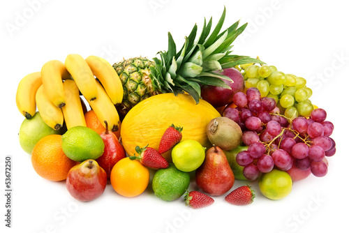 set of fruits isolated on white background