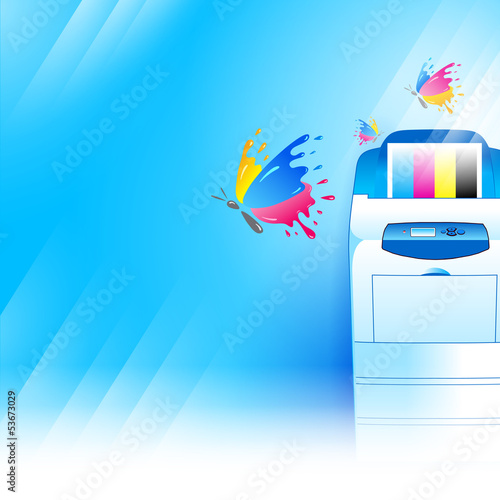 Printer and butterfly ink print polygraphy theme