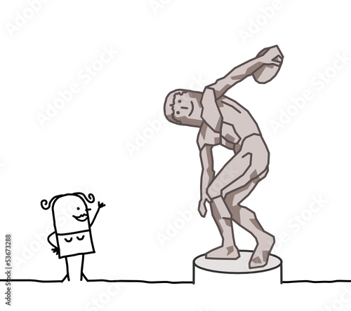 woman watching the discus thrower