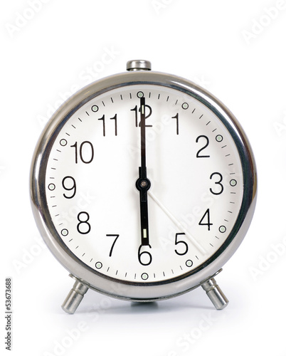 Alarm Clock, showing six o'clock