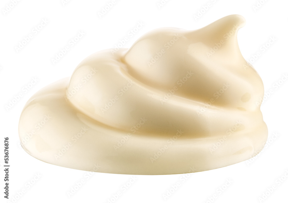 Curl of mayonnaise on white background. Clipping path. Curl of mayonnaise on white background. Clipping path.