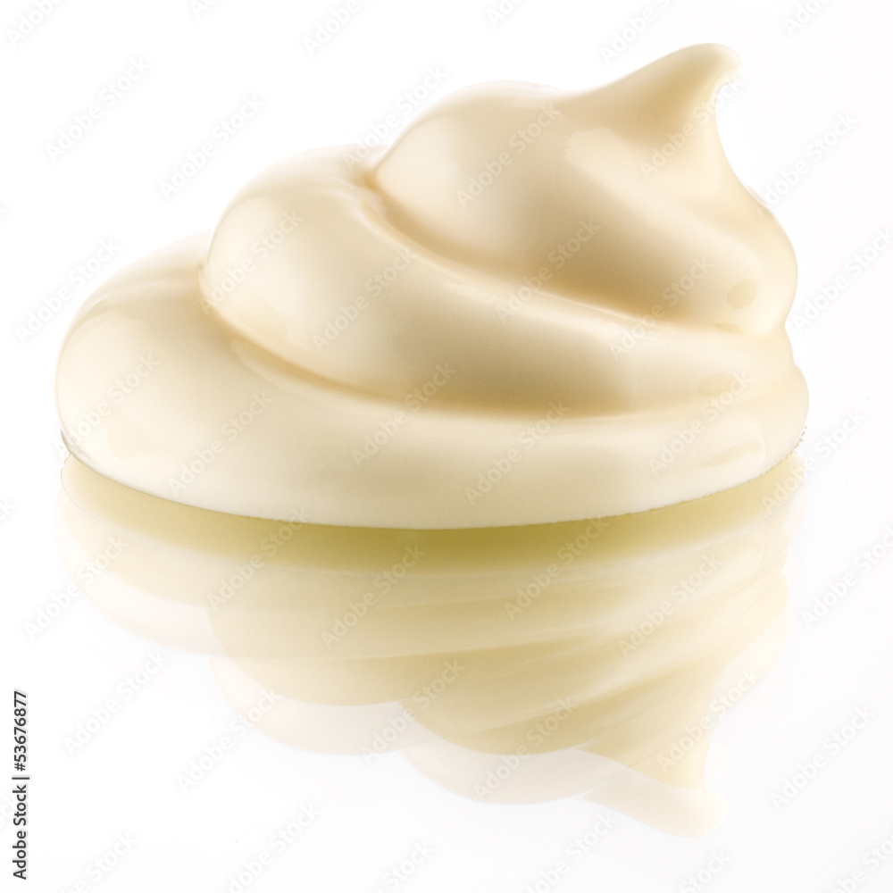 Handful of mayonnaise. Swirl on white background. Clipping path. Handful of mayonnaise. Swirl on white background. Clipping path.