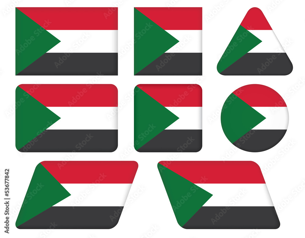 set of buttons with flag of Sudan