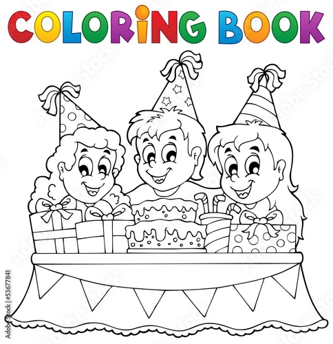 Coloring book kids party theme 1