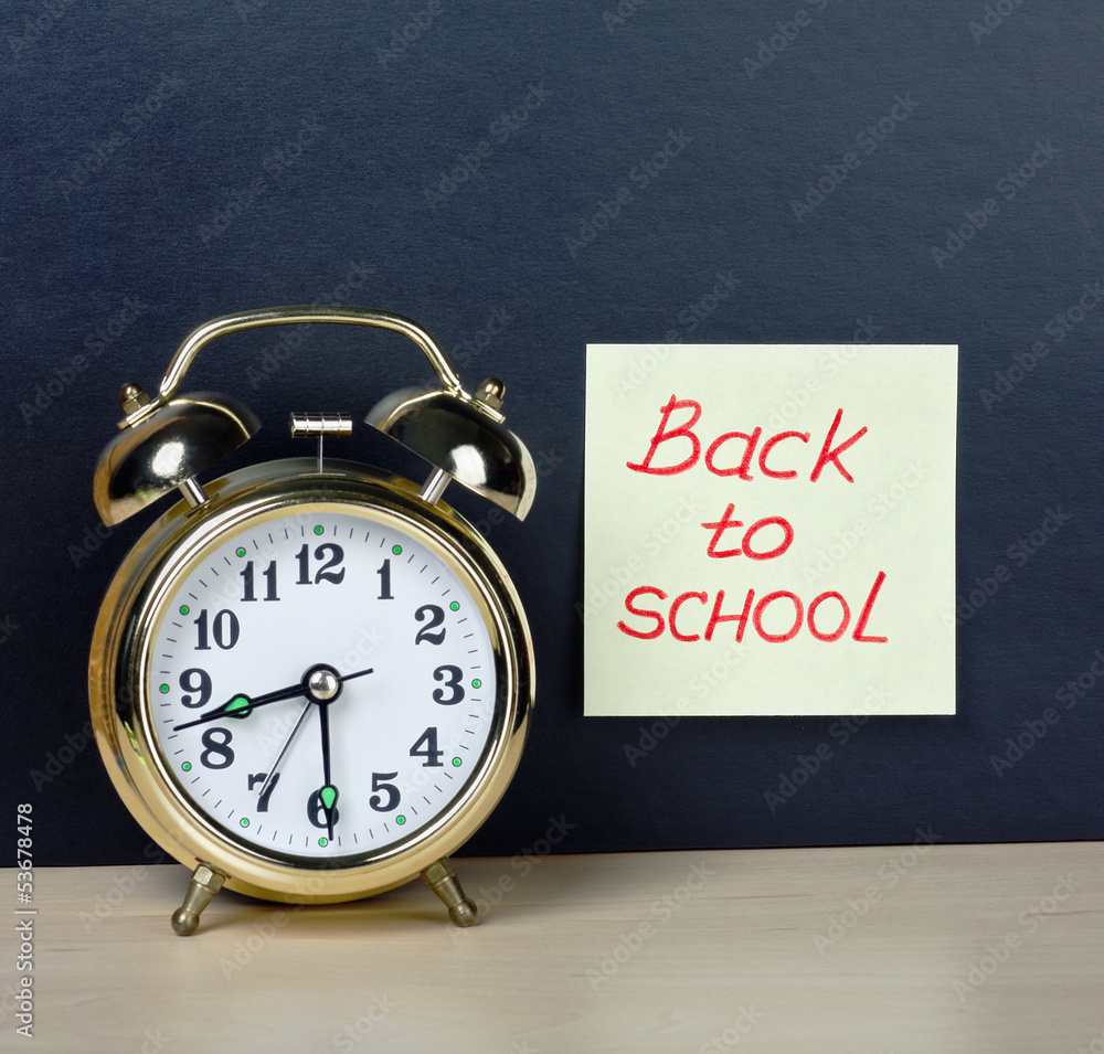 alarm clock and sticker with text back to school alarm clock and sticker with text back to school