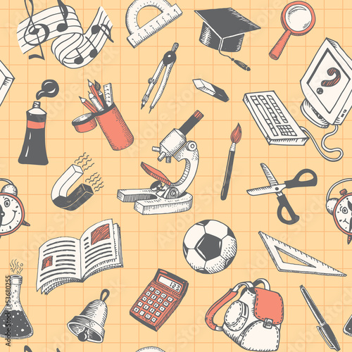 School And Education Seamless Pattern Vector