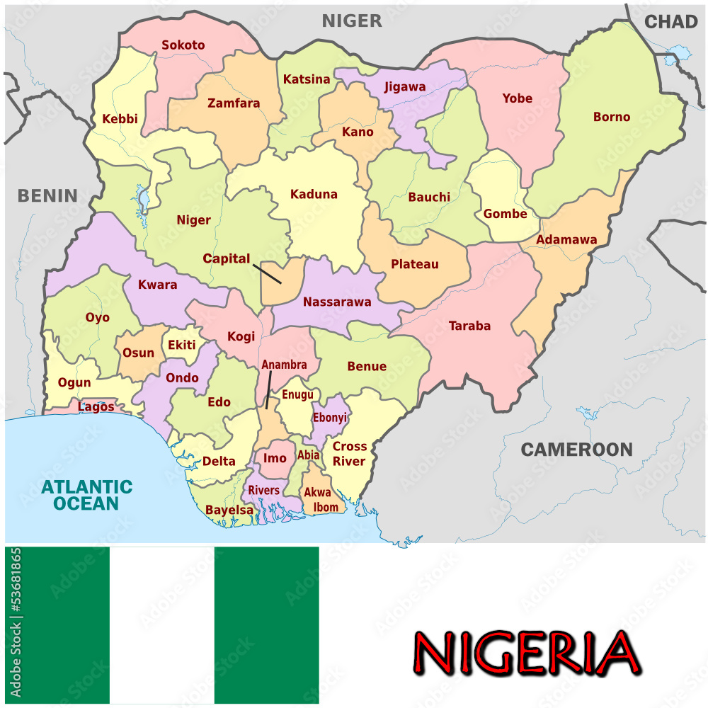 Nigeria Africa emblem map symbol administrative divisions