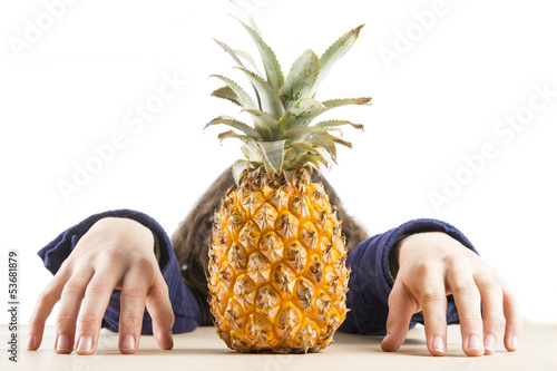 Teen with pineapple