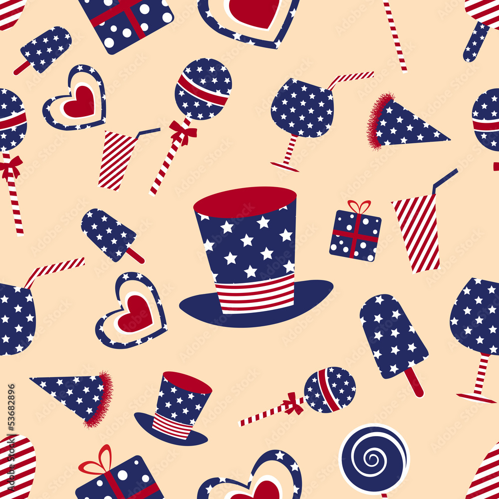 Seamless pattern for 4th of July, American Independence Day. Seamless pattern for 4th of July, American Independence Day.