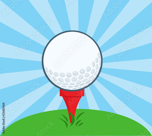 Golf Ball With Tee Ready