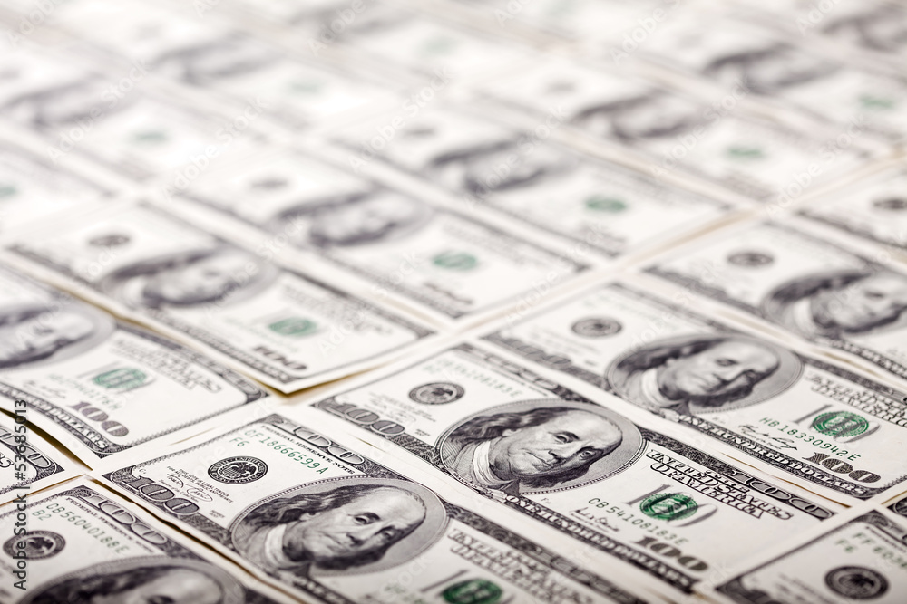 One Hundred Dollar Bills Background - Diagonal One Hundred Dollar Bills Background - Diagonal
