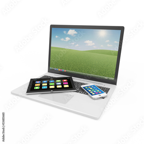 Laptop, Smart Phone and Tablet PC isolated on white