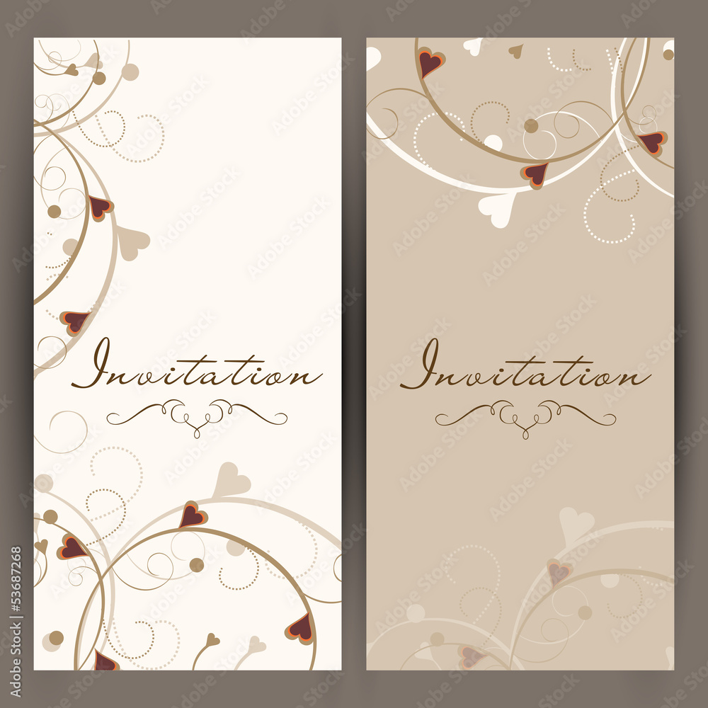 Beautiful floral decorated invitation cards design.
