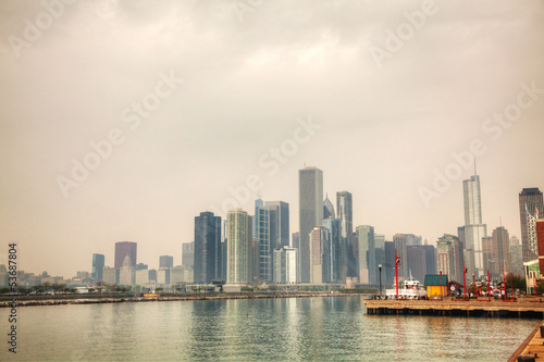 Downtown Chicago, IL on a cloudy day © andreykr