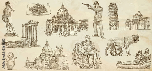 Italy - Hand drawn illustrations converted into vectors