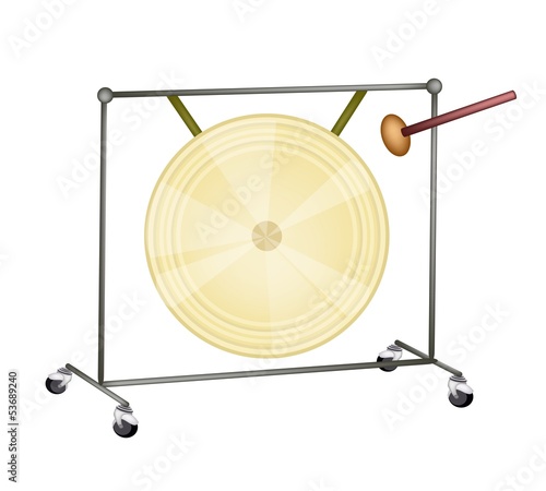 A Musical Gong Isolated on White Background