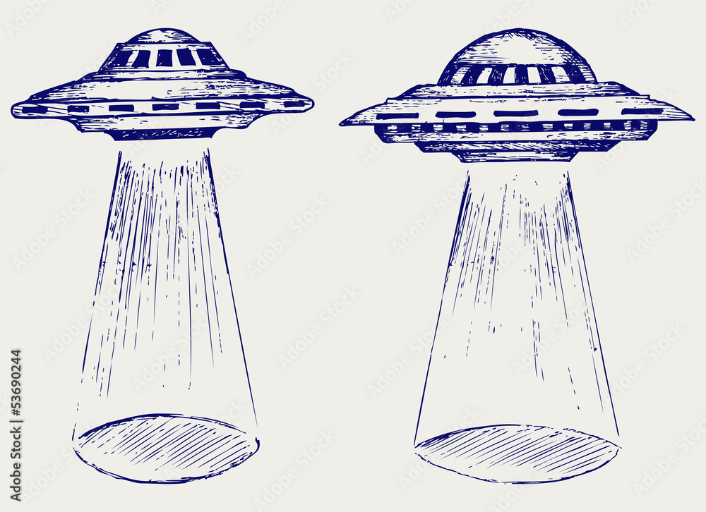 Space flying saucer. Doodle style Space flying saucer. Doodle style