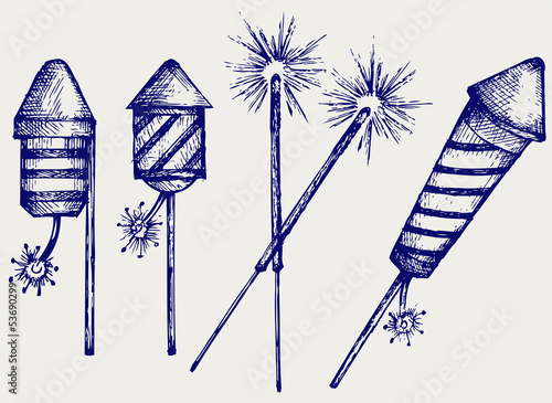 Fireworks. Doodle style