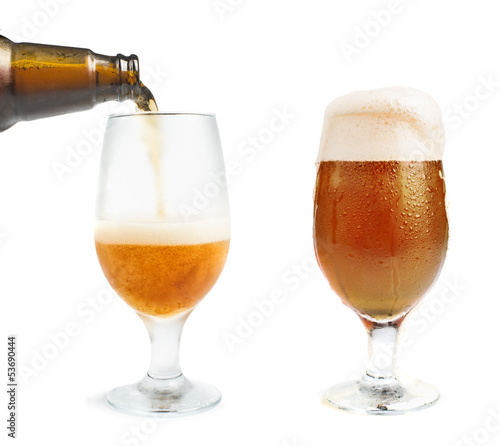 Bottle of beer and beer mug