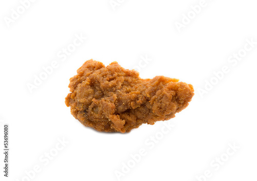 Fried chicken pieces isolated on white background