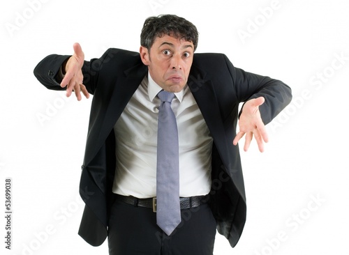 Konstfotografi Man shrugging his shoulders in ignorance