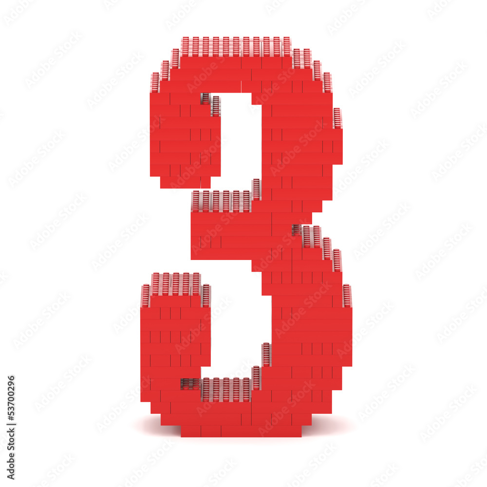 Fototapeta premium Number3 built from toy bricks