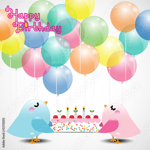Birthday card with funny birds