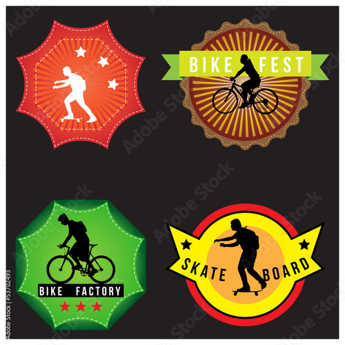 set of silhouette bicycle logo badge and banner vector format