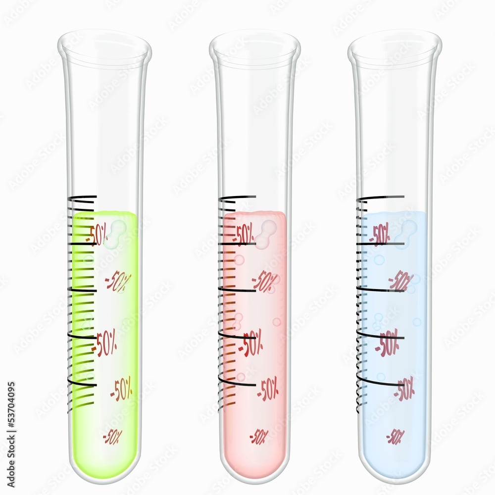 Illustration of a -50 discount symbol particles in test glass Illustration of a -50 discount symbol particles in test glass