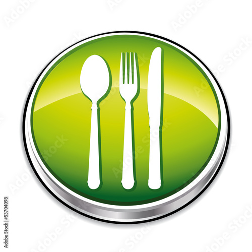 Green restaurant or nutrition concept icon button.