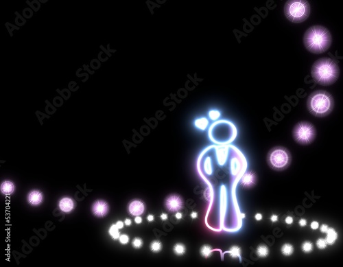 heartsickness symbol on disco lights background