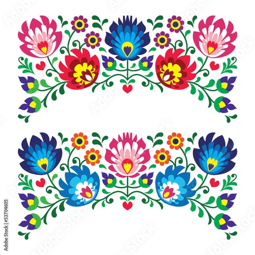 Polish floral folk embroidery patterns for card photo