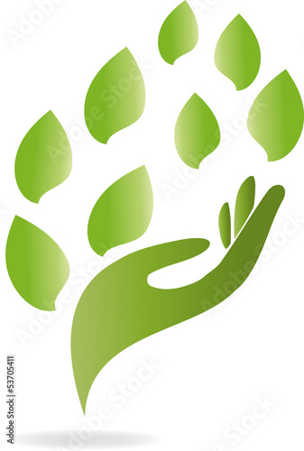 Logo, Hand, Blätter, Heilpraktiker